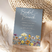 Wildflower Dusty Blue Floral Garden Bruids Brunch Kaart