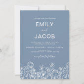 Wildflower Dusty Blue Foto Botanical Wedding Kaart (Voorkant)