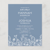 Wildflower Dusty Blue foto bruiloft uitnodiging Flyer (Voorkant)