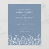 Wildflower Dusty Blue foto bruiloft uitnodiging Flyer (Voorkant)
