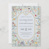 Wildflower Dusty Blue Monogram Details en Kaart (Voorkant)