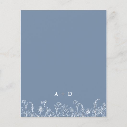 Wildflower Dusty Blue Monogram Huwelijksuitnodigin Flyer (Achterkant)