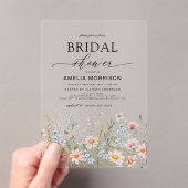 Wildflower Dusty Blue Pink Garden Vrijgezellenfees Acryl Uitnodigingen (Insitu (Draagbaar))