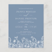 Wildflower Dusty Blue QR Code Huwelijksuitnodiging Flyer (Voorkant)