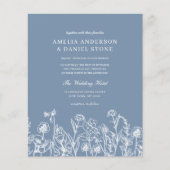 Wildflower Dusty Blue QR Code Huwelijksuitnodiging Flyer (Voorkant)