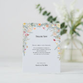 Wildflower Dusty Blue receptie bedankje Briefkaart (Staand voorkant)