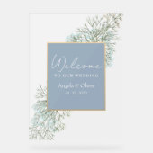 Wildflower Dusty Blue Wedding Memorial Acryl Bord (Voorkant)