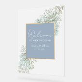 Wildflower Dusty Blue Wedding Memorial Acryl Bord (Hoek)