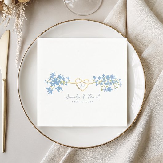 Wildflower Dusty Blue Wedding Napkins Servet