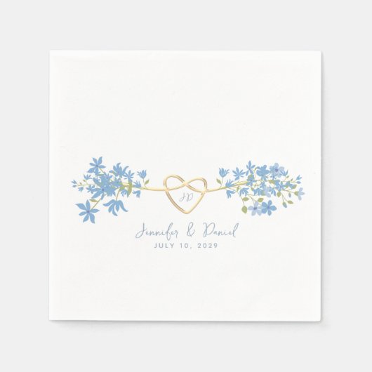Wildflower Dusty Blue Wedding Napkins Servet (Voorkant)