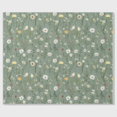 Wildflower Dusty Sage Floral Green Cadeaupapier (Vlak)