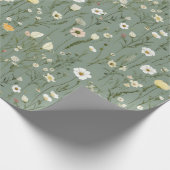 Wildflower Dusty Sage Floral Green Cadeaupapier (Hoek)