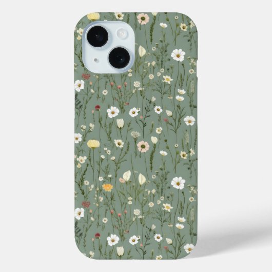 Wildflower Dusty Sage Floral Green Case-Mate iPhone Case (Achterkant)