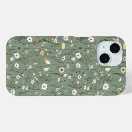 Wildflower Dusty Sage Floral Green Case-Mate iPhone Case (Achterkant (horizontaal))