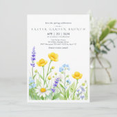 Wildflower Easter Garden Brunch Invitation Card Kaart (Staand voorkant)