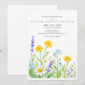 Wildflower Easter Garden Brunch Invitation Card Kaart (Voorkant / Achterkant)