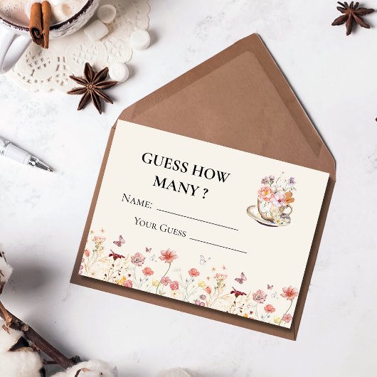 Wildflower een baby brouwt Guess Hoeveel Spel Informatiekaartje