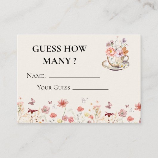 Wildflower een baby brouwt Guess Hoeveel Spel Informatiekaartje (Voorkant)