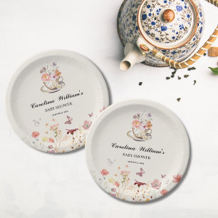 Wildflower een baby is het brouwen van tea party b papieren bordje