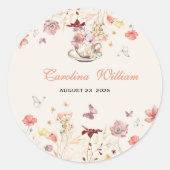 Wildflower een baby is het brouwen van tea party b ronde sticker (Voorkant)