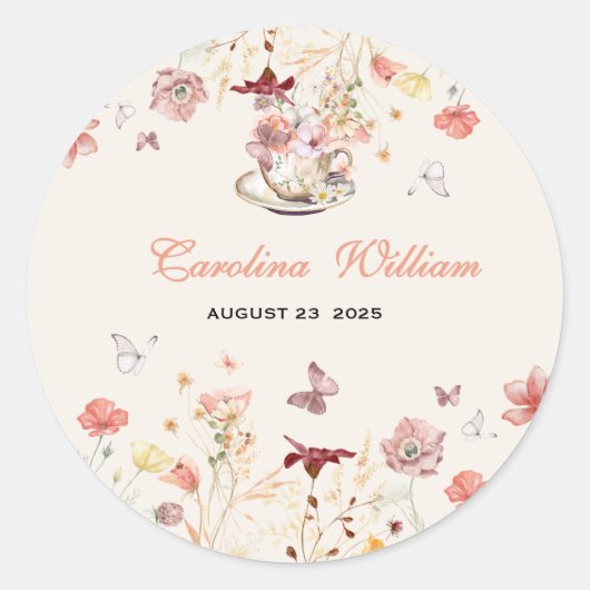 Wildflower een baby is het brouwen van tea party b ronde sticker (Voorkant)