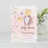 Wildflower eenhoorn vlinders sterren Baby shower Kaart (Staand voorkant)