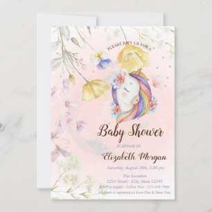Wildflower eenhoorn vlinders sterren Baby shower Kaart