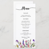 Wildflower Eenvoudig 3 gangen bruiloft menu (Voorkant / Achterkant)