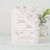 wildflower Eenvoudige kalligrafie Bewaar de datum Kaart (Staand voorkant)