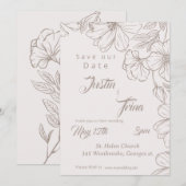 wildflower Eenvoudige kalligrafie Bewaar de datum Kaart (Voorkant / Achterkant)