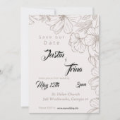 wildflower Eenvoudige kalligrafie Bewaar de datum Kaart (Voorkant)