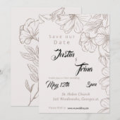 wildflower Eenvoudige kalligrafie Bewaar de datum Kaart (Voorkant / Achterkant)