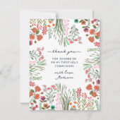 Wildflower Eerste Heilige Communie Bedankkaart (Voorkant)