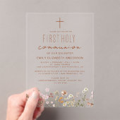 Wildflower eerste heilige communie in bloei acryl uitnodigingen (Insitu (Draagbaar))