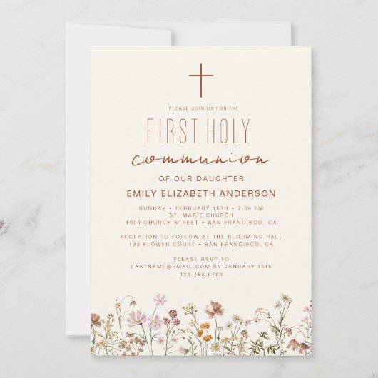 Wildflower eerste heilige communie in bloei kaart (Voorkant)
