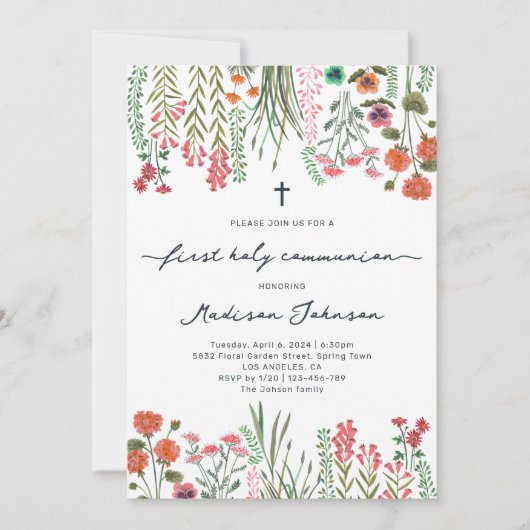 Wildflower Eerste Heilige Communie Kaart (Voorkant)
