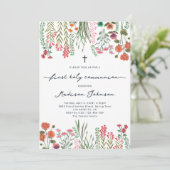 Wildflower Eerste Heilige Communie Kaart (Staand voorkant)