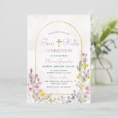Wildflower Eerste Heilige Communie Kaart (Staand voorkant)