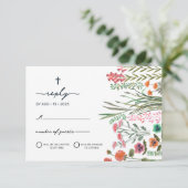 Wildflower Eerste Heilige Communie RSVP Kaartje (Staand voorkant)