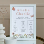 Wildflower eerste jaar eerste verjaardag mijlpaal poster