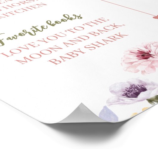 Wildflower Eerste Jaar Verjaardag Baby Milestone Poster (Hoek)