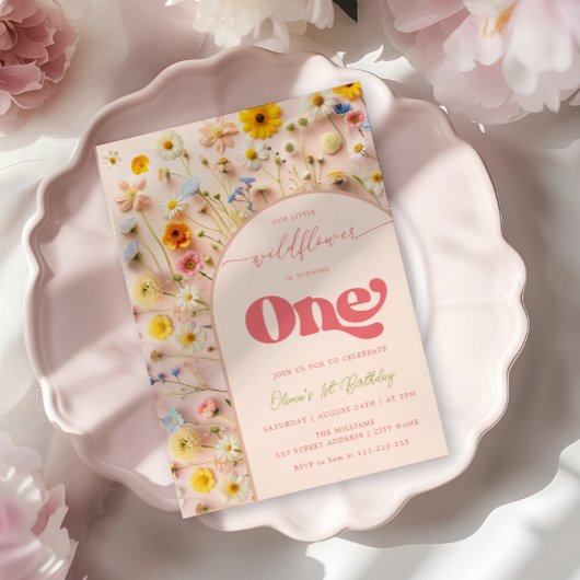 Wildflower eerste verjaardag kaart