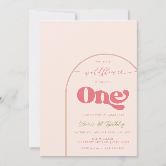 Wildflower eerste verjaardag kaart (Voorkant)