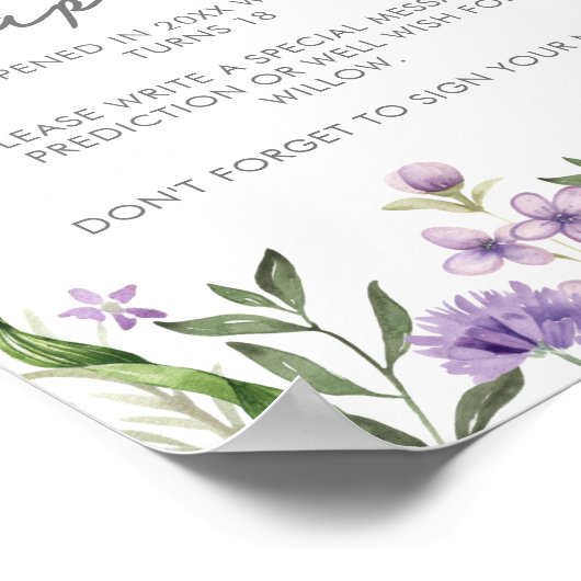 Wildflower Eerste Verjaardag Tijd Capsule Poster (Hoek)