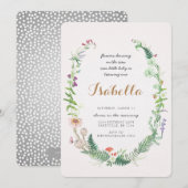 Wildflower eerste verjaardag uitnodiging (Voorkant / Achterkant)