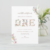 Wildflower eerste verjaardag uitnodiging (Staand voorkant)