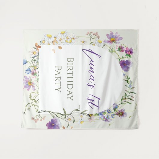 Wildflower eerste verjaardag wandkleed (Voorkant (horizontaal))