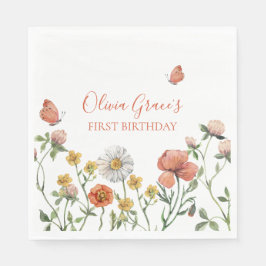 Wildflower eerste verjaardagsfeestje servet