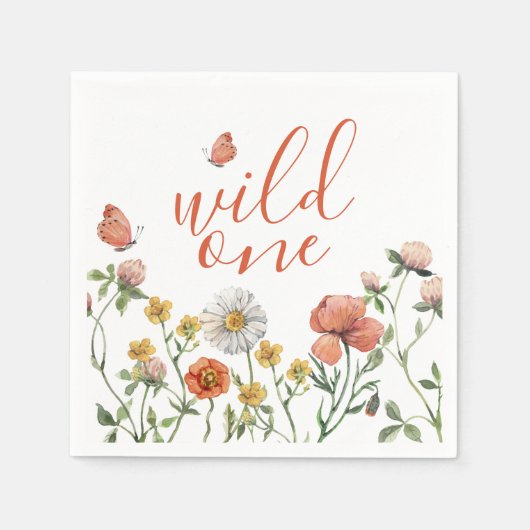 Wildflower eerste verjaardagsfeestje servet (Voorkant)