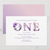 Wildflower eerste verjaardagsfeestje uitnodigen kaart (Voorkant / Achterkant)